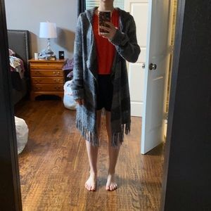 Striped long sweater jacket